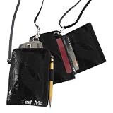 MIAMICA DELUXE GENERATION 2 BLACK CROC EMBROIDERED TRAVEL CROSS BODY BAG NECK ID CASE PDA CELL PHONE BLACKBERRY IPHONE HOLDER WALLET PURSE