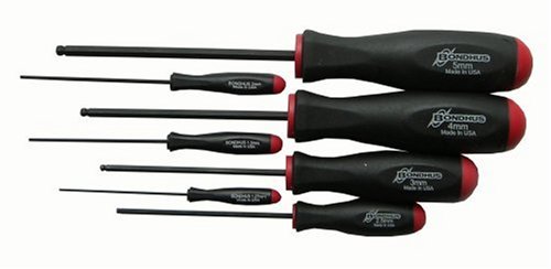 Bondhus 10687 Set of 7 Balldriver Screwdrivers, ProGuard? Finish, sizes 1.27-5mm