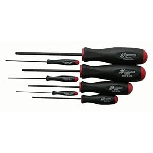 Bondhus 10687 Set of 7 Balldriver Screwdrivers, ProGuard Finish, sizes 1.27-5mm by 