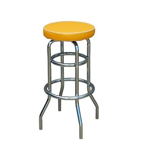 Click here to buy 30H Birmingham Retro Swivel Counter Bar Stool in Chrome with Yellow Seat by Target Marketing Systems.