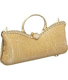 Halftone Print Gold Frame Evening Clutch Bag