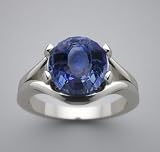 14K White Gold Ring Split Shank Style Set With A Natural Blue Sapphire 2.50 Ct