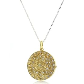 TrendToGo Sterling Silver Gold Plated Round CZ Locket