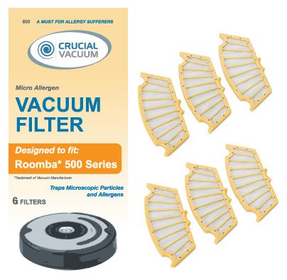 6-pack of iRobot Roomba 500 Series Vacuum Cleaner Filters; Compares to iRobot Roomba R3 500 Series Part #81502