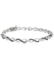 Sterling Silver Blue and White Diamond Infinity Bracelet (1/4 cttw, IJ Color, I2-I3 Clarity), 7.5"