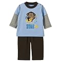Infant Boys' Just One Year Long-sleeve Monkey Pant Set - Light Blue/Brown