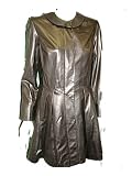 STAERK Pleated Leather Coat in Black