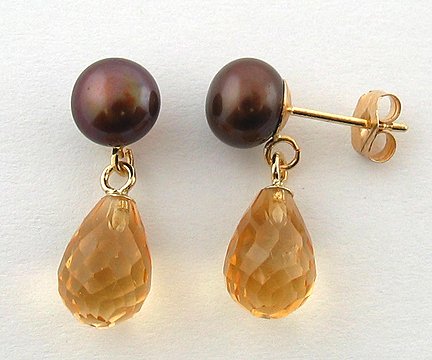 Deal Pretty Citrine and Brown Freshwater Pearl Drop Earrings Guides