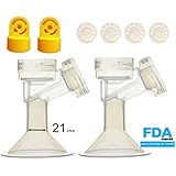 21 mm 2xOne-Piece Small Breastshield w/ Valve and Membrane for Medela Breast Pumps; Replacement to Medela PersonalFit 21 Breastshield and Personal Fit Connector; Made by Maymom