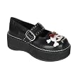2 Inch Trendy Gothic Shoes Platform Black Pu Mary Jane Shoe With Bow And Skull