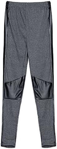Women Faux Leather Cotton Splice Slim Tights Leggings Skinny Pants Stretchy