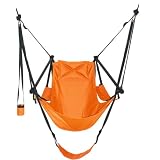 Outdoor Living : Green Eggs and Hammocks Con2our Dual-Point Hammock Chair with Adjustable Footrest, Armrests, Pillow, and Drink Holder, Orange