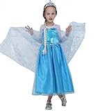 TOPWELL88 Girls Snow Queen Elsa Anna Costume Snow Princess Dresses (US-3T/3)