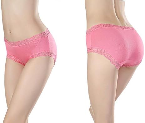 Hirate Sexy Lace Underwear Briefs Low Waist Bud Silk Lingerie Modal Panties Ladies Shorts 5pcs/lot 5 Colors (XXXL, Multicolor 1)