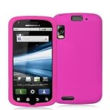 Hot Pink Silicone Rubber Gel Soft Skin Case Cover for Motorola Atrix 4G Pho ....