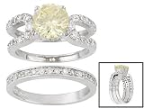 3.57CTW BELLA LUCE WHITE & CANARY YELLOW DIAMOND SIMULANT PLATINUM PLATED STERLING SILVER RING/BAND