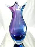 Hand Blown Glass Purple Sommerso Abstract Art Vase