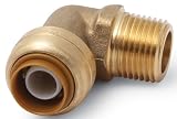 Cash Acme U280A Shark Bite 1/2-by-1/2-Inch MNPT Elbow Push Pipe Fittings Adapter