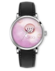 SPRAWL Aanalog Fashion Series Silver Ladies Watches of Genuine Black Leather Strap,Unique Wrist Watch for Women Girls Designed with virgo sign