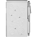 Wellspring Flip Notes Silver Cleo Circles Rhinestone Metal Notepad w/Pen