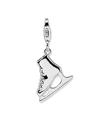 Sterling Silver 3D Ice Skate with w/Lobster Claw Clasp Clasp Charm