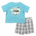 Kenneth Cole Infant Boys Aqua T-shirt & Gray Plaid 2Pc Short Set