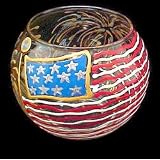 America s Flag Design - Hand Painted - 19 oz. Bubble Ball with candle by BELLISSIMO!