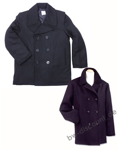 Pea Coat - Marine Mantel schwarz S-XXL