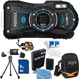 Pentax Optio WG-1 Adventure Series 14 MP Waterproof Digital Camera with 5x Wide-Angle Optical Zoom (Black) Premiere Kit Includes 8GB Memory Card, Reader, Battery, Case, Tripod, Floating Wrist Strap, Screen Protectors, & Lens Cleaning Kit.