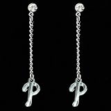 Philadelphia Phillies Ladies Sterling Silver Dangle Charm Post Earrings
