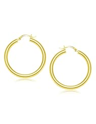 14K Yellow Gold Polished Hoop Earrings (40 mm)