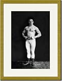 Gold Framed Matted Print 17x23 - Bodybuilder in Leotard and Boots