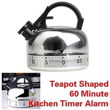 Teapot Shaped Mechanical Kitchen Timer Plastic 2.4X2.36X2.4 inch