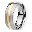 14k Gold Inlaid Polished Titanium Ring (8.0 mm) With Wood Box - Sizes 6-13