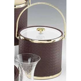 Kraftware 43264 Wicker Burgundy 3 Quart Ice Bucket with Bale Handle, Bands and Lucite... by Kraftware