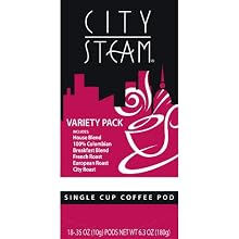 City Steam 17590 Variety Pack Single Cup Coffee Pods, 18-count
