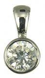 9ct White Gold Ladies 1/4 Carat Solitaire Rub Set Diamond Pendant 18 Curb