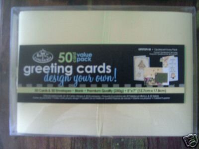50 IVORY PEARLESCENT 5x 7 BOXED BLANK CARDS ENVELOPES