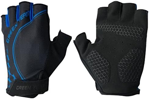 KingKeyGo Professional Custom Biking Gloves half finger gloves (Blue-Team, Large)
