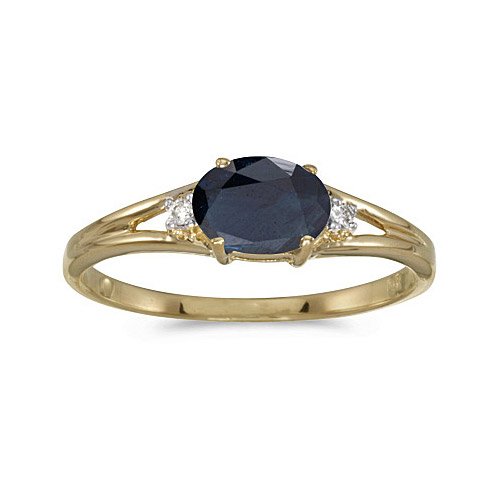 14k Yellow Gold Oval Sapphire And Diamond Ring (Size 7) 14k Yellow Gold Oval Sapphire And Diamond Ring (Size 7)