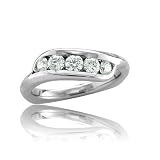 41pbNV71hkL. SL160  18k White Gold 5 Stone Diamond Anniversary Ring Band
