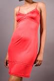Silk Knit Lace Chemise - Red