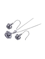 Nickel Free Sterling Silver Pendant & Earring Sets Black Crown Set