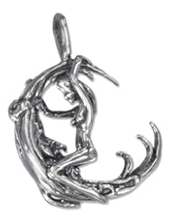 Sterling Silver Three Dimensional Lady Swinging on the Moon Pendant