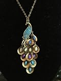 Retro Peacock Crystal Necklace Pendant Jewelry Vintage Style with a Cute Gift Bag