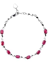 Honeystore Womens Ruby 925 Sliver White Gold Plated Bracelet Color Red