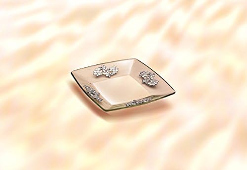 Italian Square Glass Serving Dish with Silver Accent - 9"