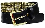BLT39 Gold Studded Black Belt