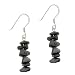 Sterling Silver .925 Genuine Hematite Stone Chip Dangle Earrings