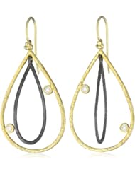 Jolie B. Ray "Tres Jolie" 18K and Oxidized Silver with Diamonds Double Teardrop Earrings